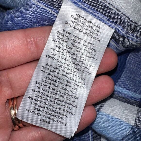 Lauren Ralph Lauren Floral & Plaid Linen Button Front Shirt Womens Boho Chic - Picture 5 of 9